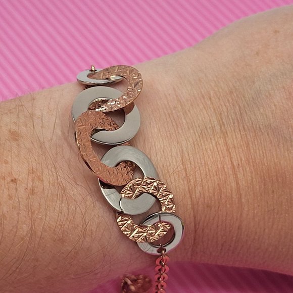 Rebecca Made in Italy R-Zero Rose Gold Over Bronze Steel Chain Bracelet - Picture 1 of 11